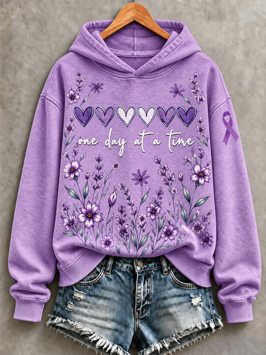 Women's Purple Floral & Alzheimer's Awareness Support Print Sweatshirt