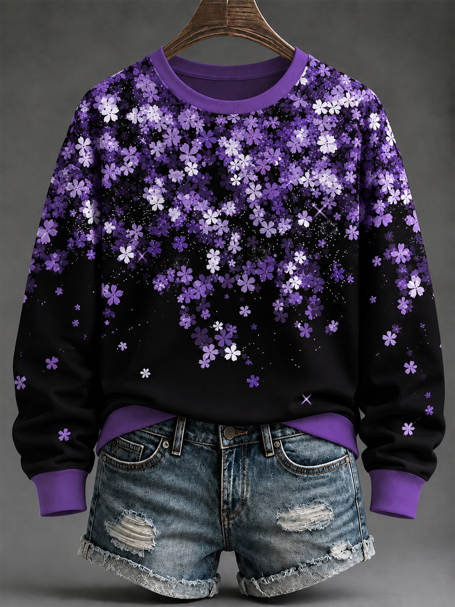 Women's Purple Art Print Sweatshirt