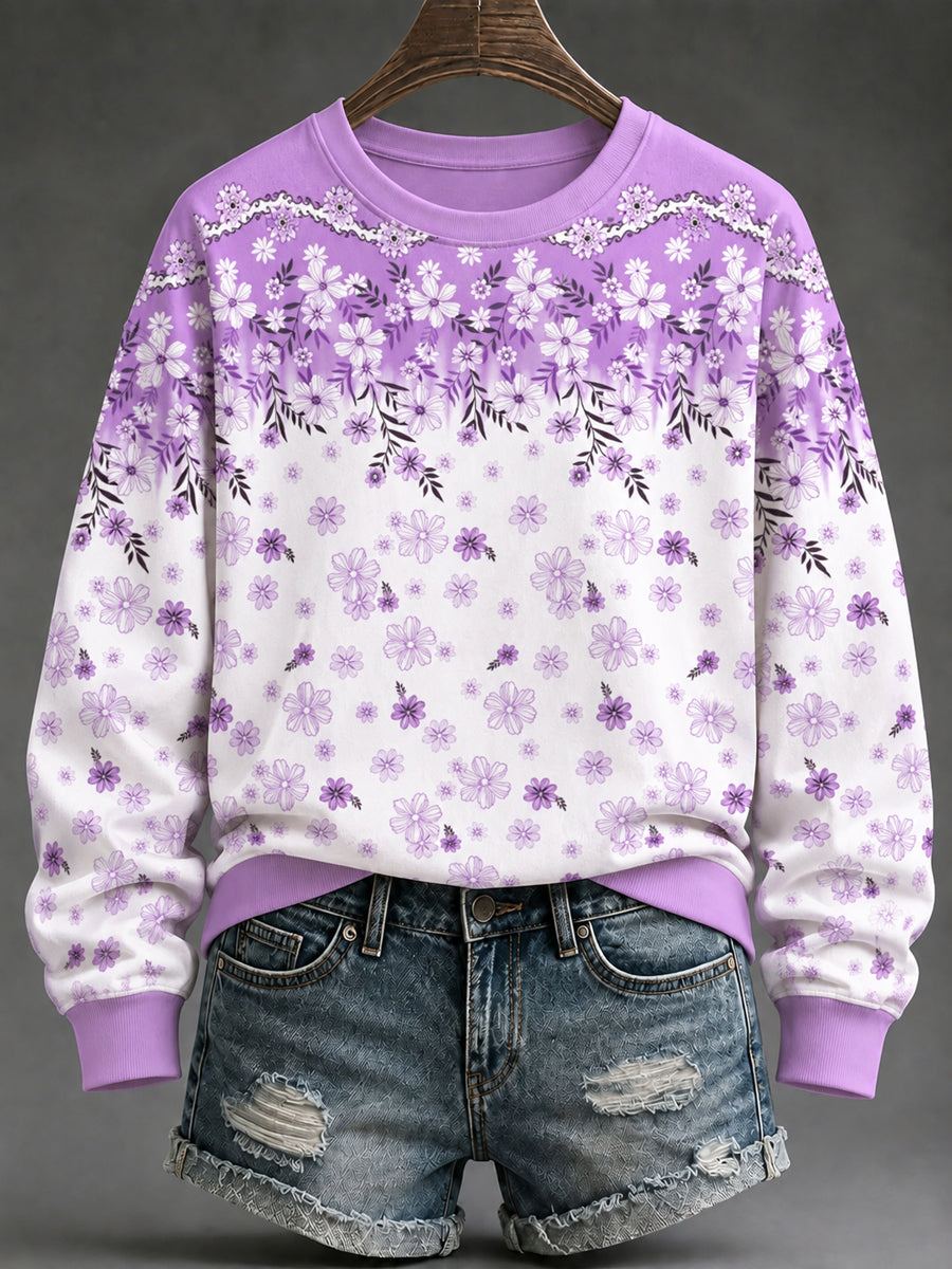 Women's Purple Art Print Sweatshirt