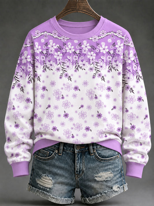 Women's Purple Art Print Sweatshirt