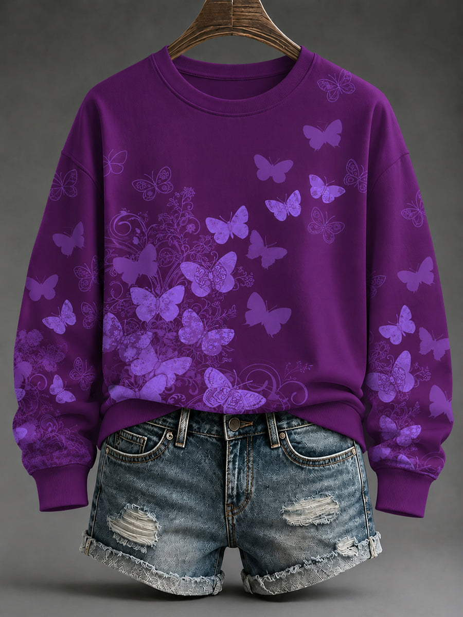 Women's Purple Art Print Sweatshirt