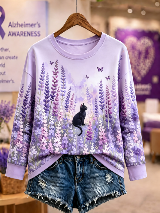 Women's Purple floral print Regular Sweatshirt