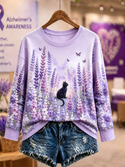 Women's Purple floral print Regular Sweatshirt