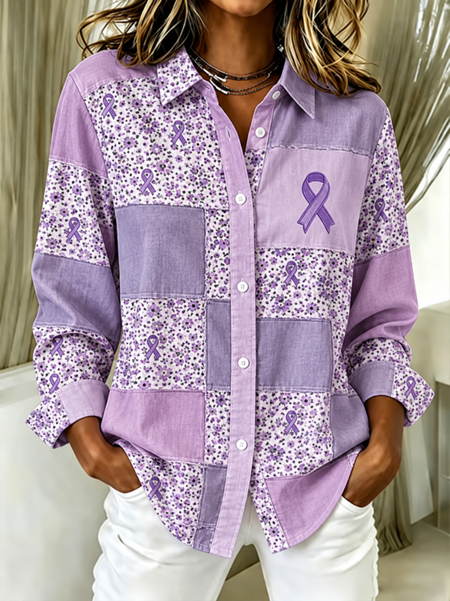 Women's Purple floral print shirts