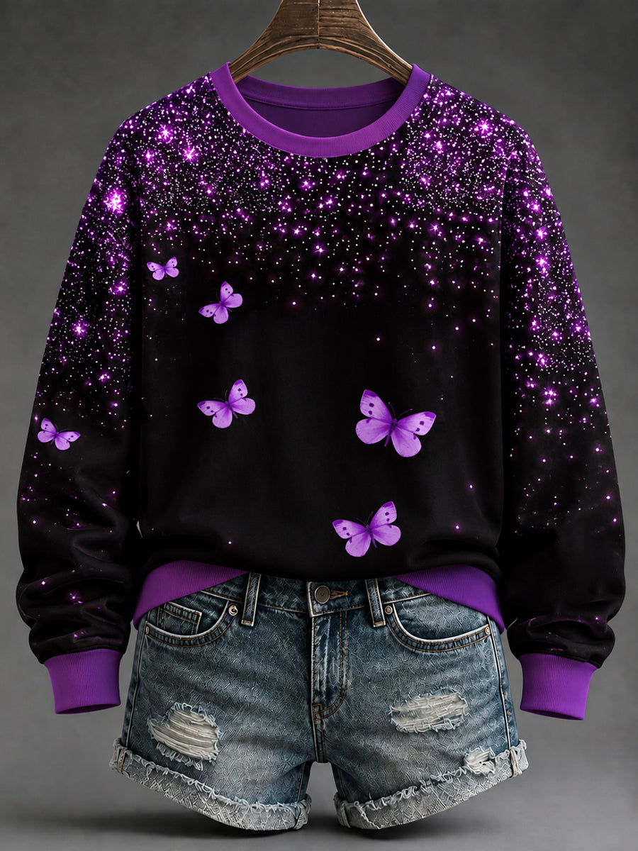 Women's Purple Art Print Sweatshirt