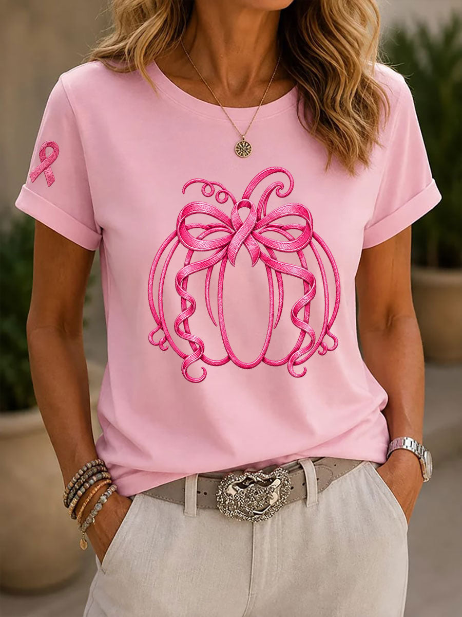 Women's Breast Cancer Awareness Printed Casual T-Shirt
