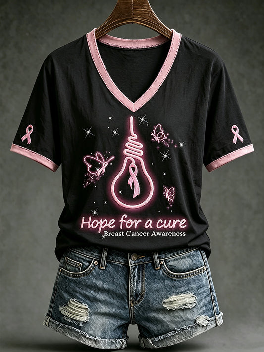 Women's Public Welfare Print Design on Disease Theme Casual Short-Sleeve T-Shirt