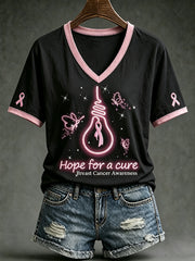 Women's Public Welfare Print Design on Disease Theme Casual Short-Sleeve T-Shirt