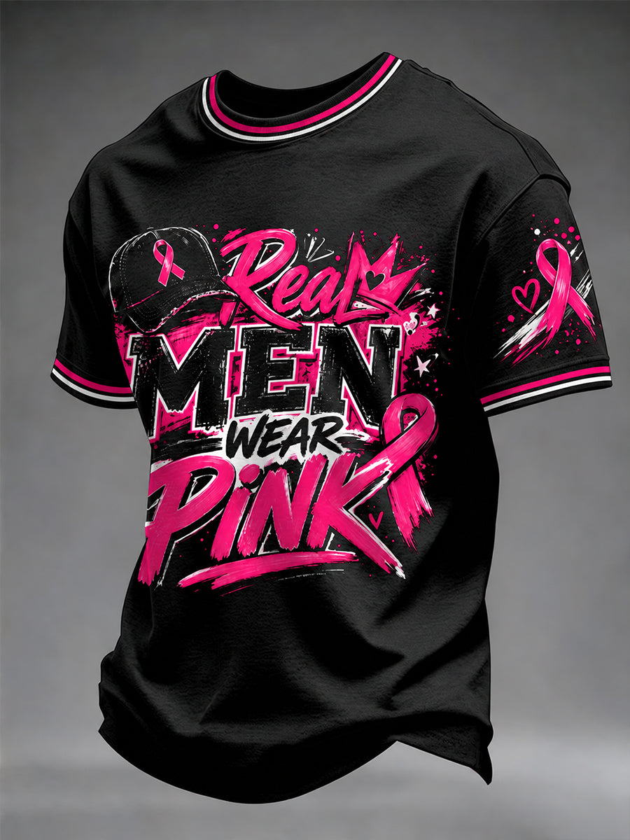 Men's Breast Cancer Awareness I Wear Pink For Her T-shirt