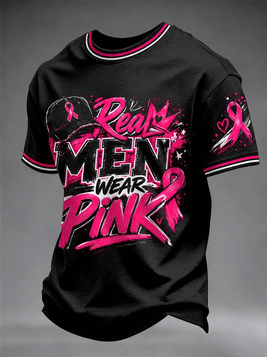 Men's Breast Cancer Awareness I Wear Pink For Her T-shirt