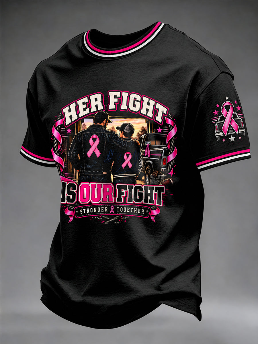 Men's Breast Cancer Awareness I Wear Pink For Her T-shirt