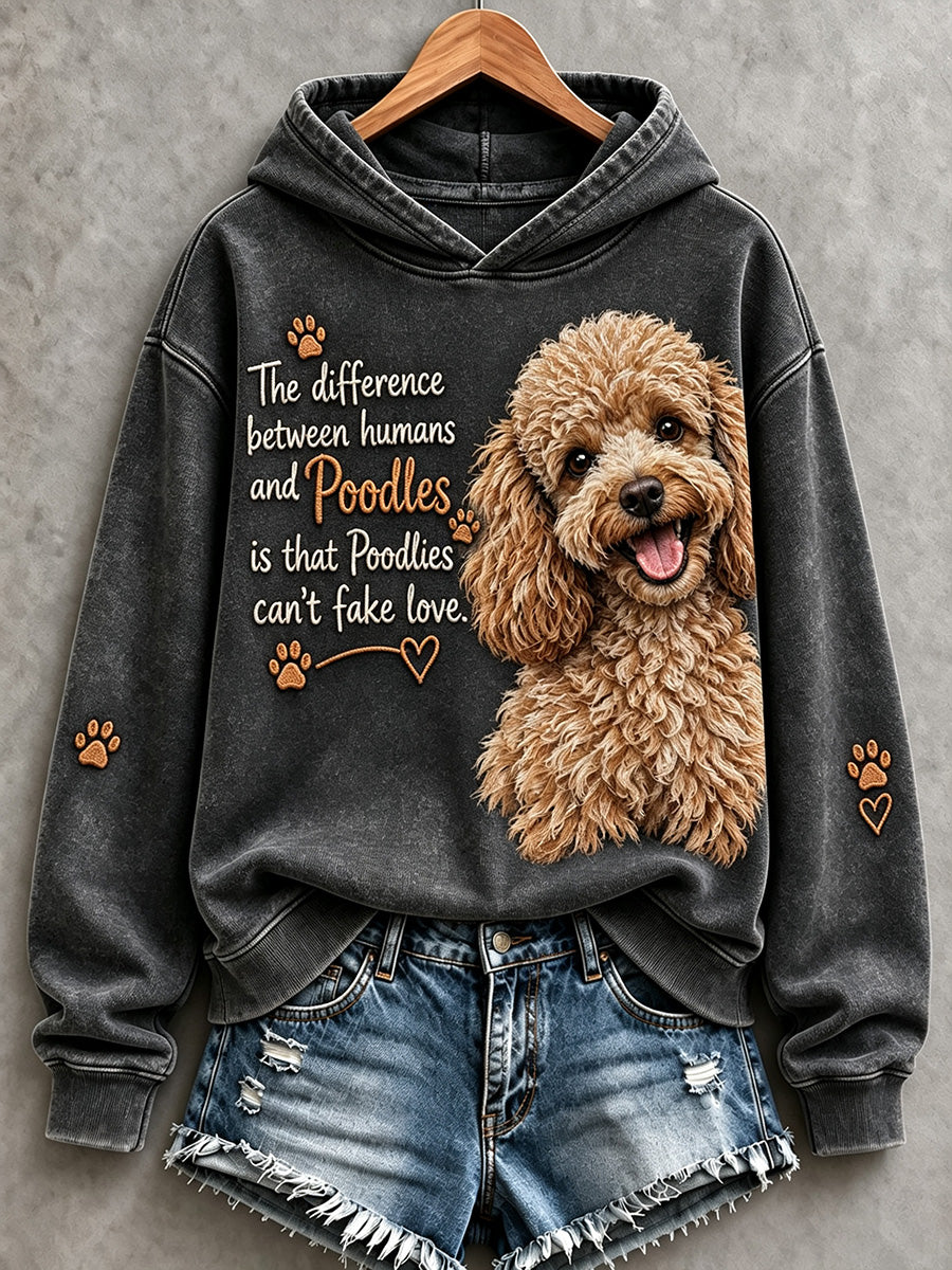 Women's Poodles Can't Fake Love Cute Dog Print Comfy Hoodie