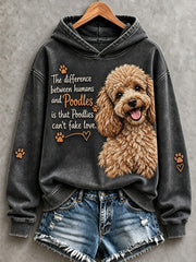Women's Poodles Can't Fake Love Cute Dog Print Comfy Hoodie