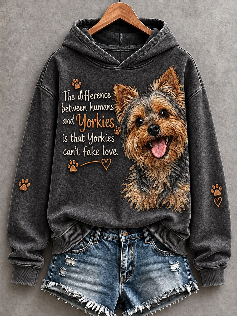 Women's Yorkies Can't Fake Love Cute Dog Print Comfy Hoodie