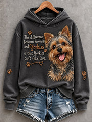 Women's Yorkies Can't Fake Love Cute Dog Print Comfy Hoodie