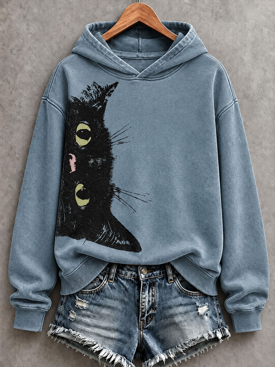 Women's Oil Paint Style Cat Art Regular Sweatshirt