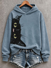 Women's Oil Paint Style Cat Art Regular Sweatshirt