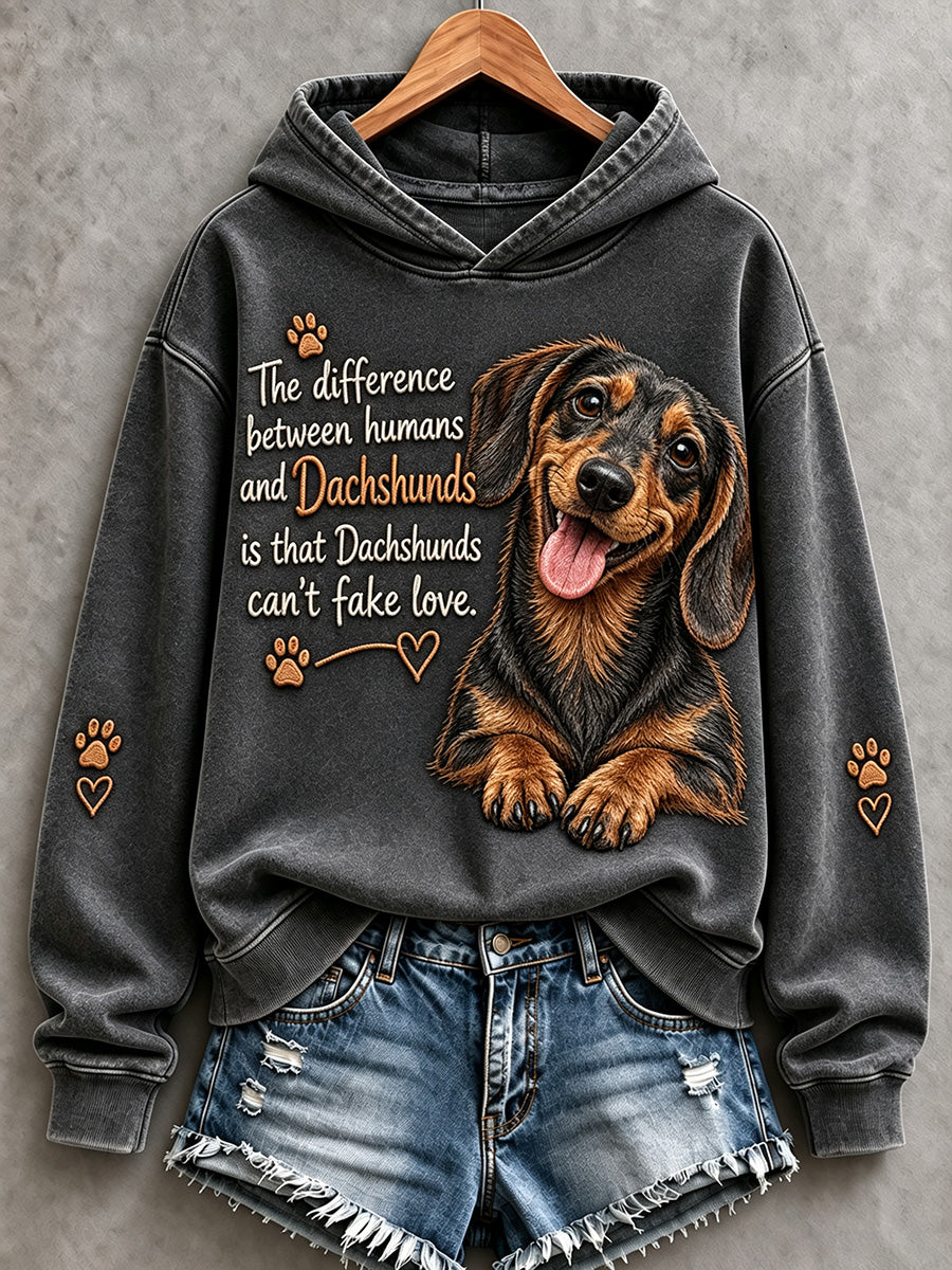 Women's Dachshunds Can't Fake Love Cute Dog Print Comfy Hoodie