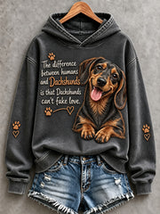 Women's Dachshunds Can't Fake Love Cute Dog Print Comfy Hoodie