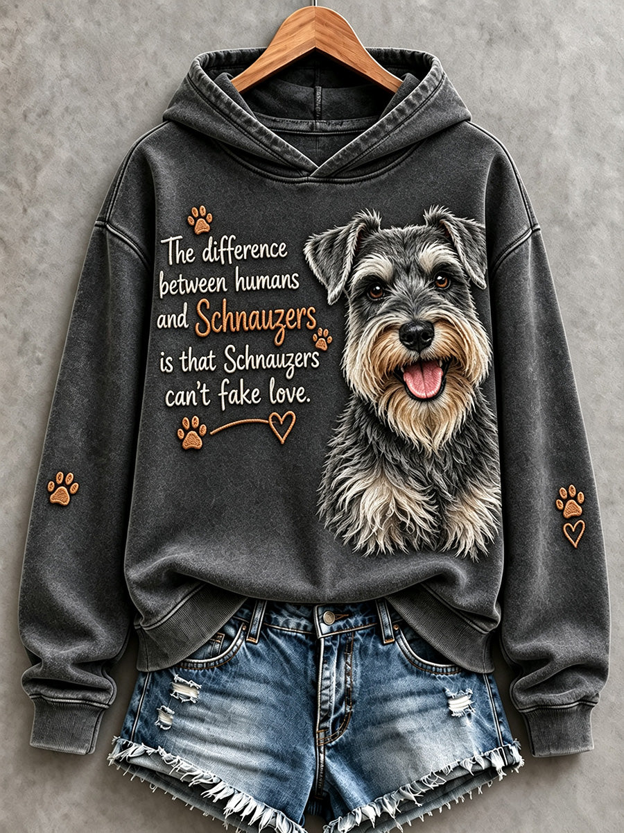Women's Schnauzers Can't Fake Love Cute Dog Print Comfy Hoodie