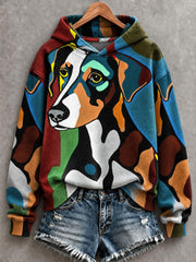 Women's Art Dog Printed Hoodie