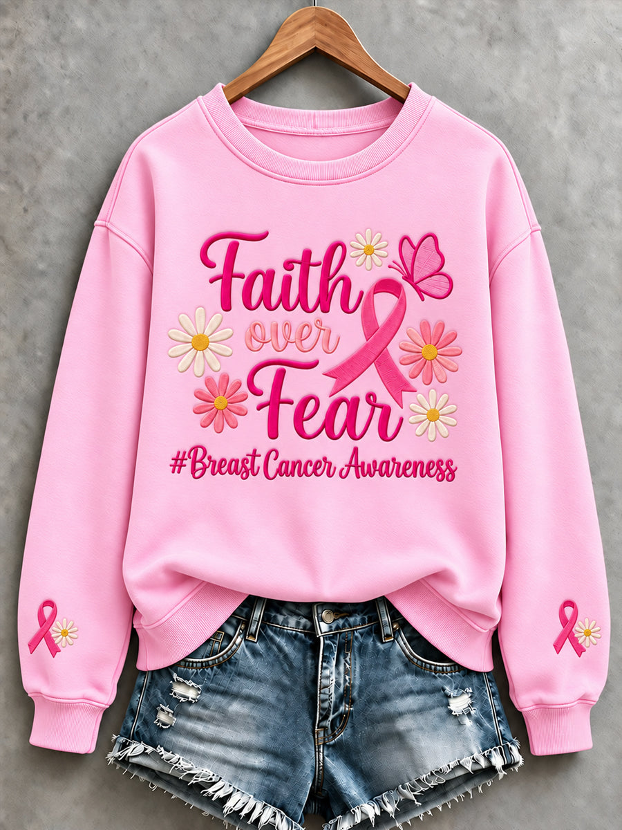 Women's Breast Cancer Awareness Pink Ribbon Support  Sweatshirt
