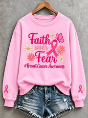 Women's Breast Cancer Awareness Pink Ribbon Support  Sweatshirt