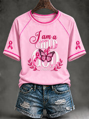 Women's Breast Cancer Awareness Pink Ribbon Support Short Sleeve T-shirt