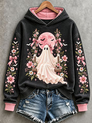 Women's Halloween Ghost Breast Cancer Awareness Hoodies