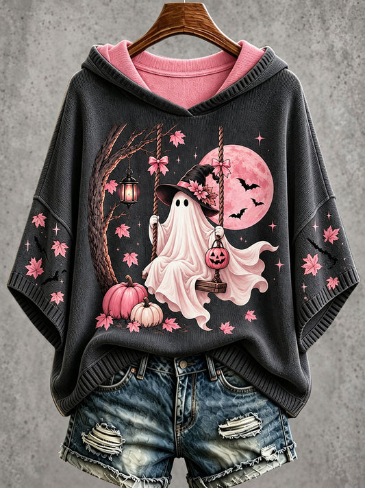 Women's Halloween Ghost Breast Cancer Awareness Hoodies