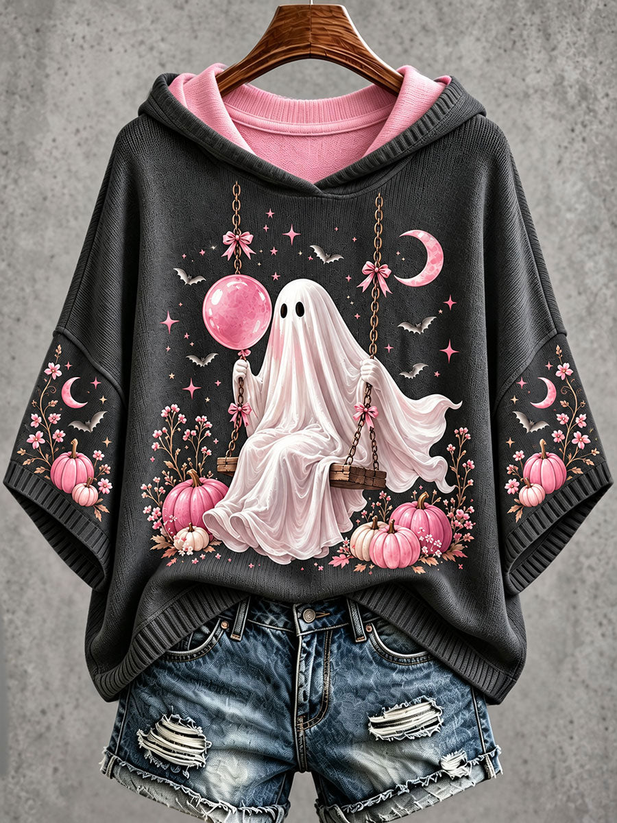 Women's Halloween Ghost Breast Cancer Awareness Hoodies