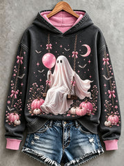 Women's Halloween Ghost Breast Cancer Awareness Hoodies