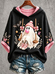 Women's Halloween Ghost Breast Cancer Awareness Hoodies
