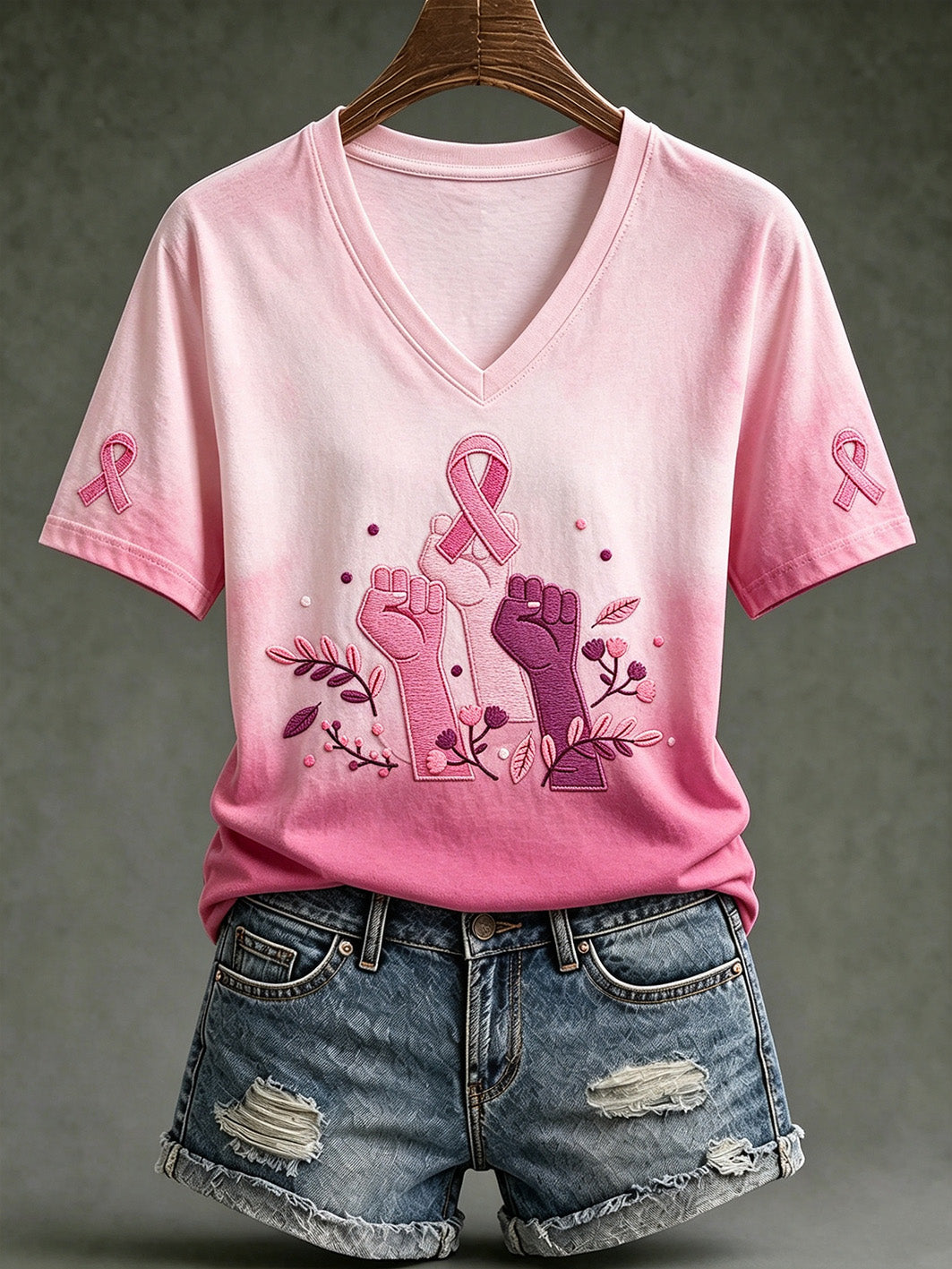 Women's Public Welfare Print Design on Disease Theme Casual Short-Sleeve T-Shirt