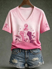 Women's Public Welfare Print Design on Disease Theme Casual Short-Sleeve T-Shirt