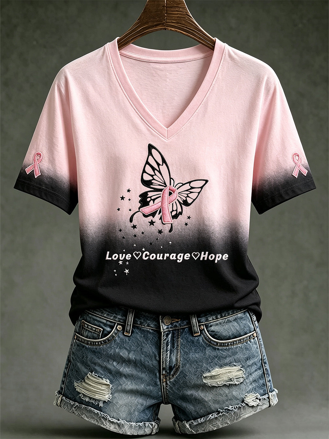 Women's Public Welfare Print Design on Disease Theme Casual Short-Sleeve T-Shirt