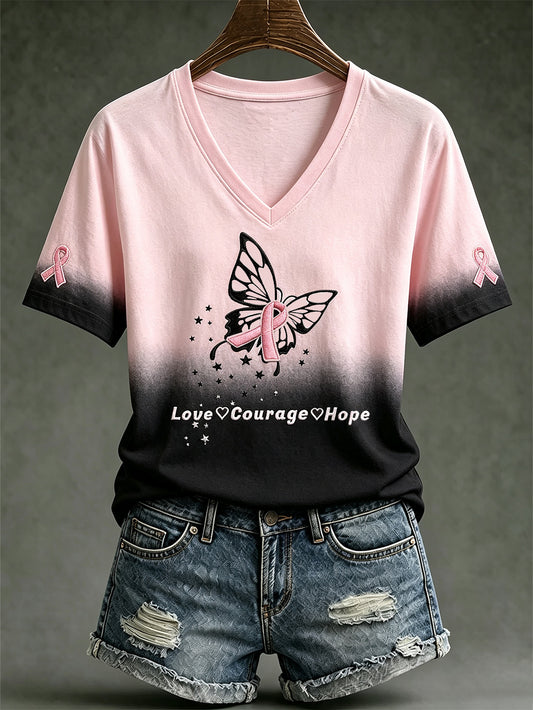 Women's Public Welfare Print Design on Disease Theme Casual Short-Sleeve T-Shirt