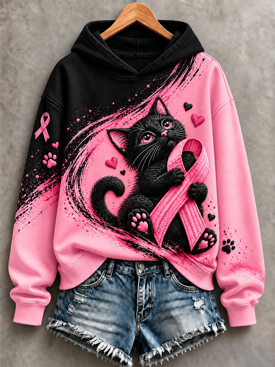 Women's Breast Cancer Awareness Support Print Sweatshirt