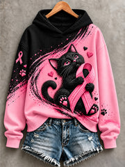Women's Breast Cancer Awareness Support Print Sweatshirt