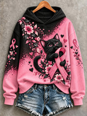 Women's Breast Cancer Awareness Support Print Sweatshirt