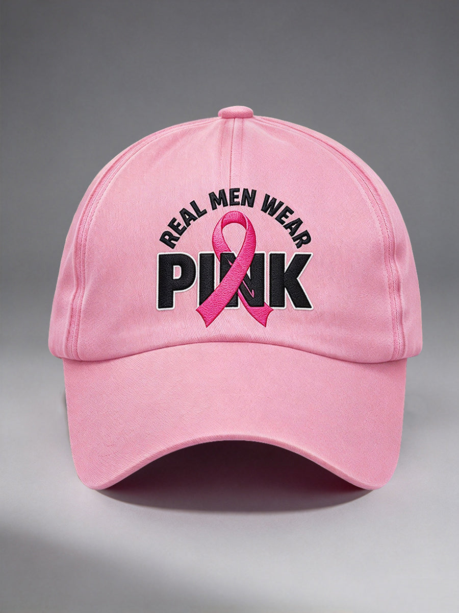 Unisex  Breast Cancer Awareness Real Men Wear Pink Hat