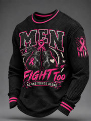 Men's Breast Cancer Awareness Real Men Wear Pink Waffle Sweatshirt