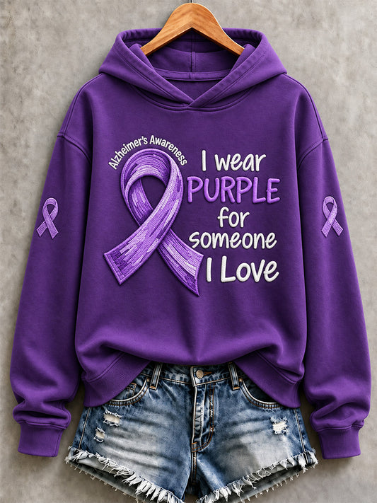 Women's Purple Floral & Alzheimer's Awareness Support Print Sweatshirt