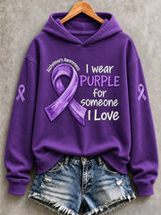 Women's Purple Floral & Alzheimer's Awareness Support Print Sweatshirt