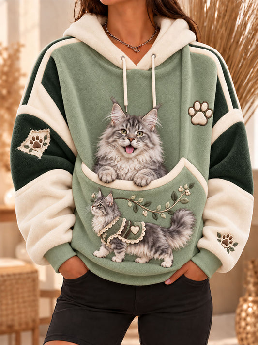Women's Maine Coon Flannel Hoodies