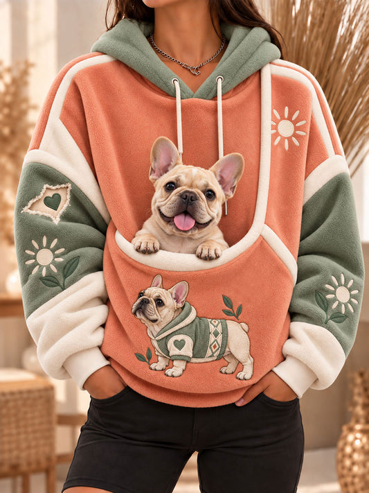 Women's French Bulldog Flannel Hoodies