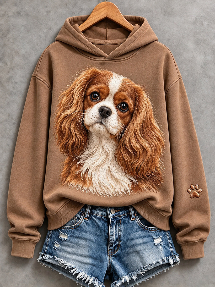 Women's Cute Cavalier King Charles Spaniel Print Cozy Hoodie