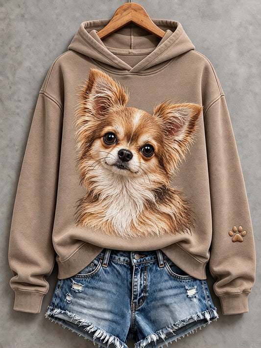 Women's Cute Chihuahua Dog Print Cozy Hoodie