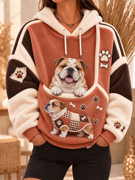 Women's English Bulldog Flannel Hoodies