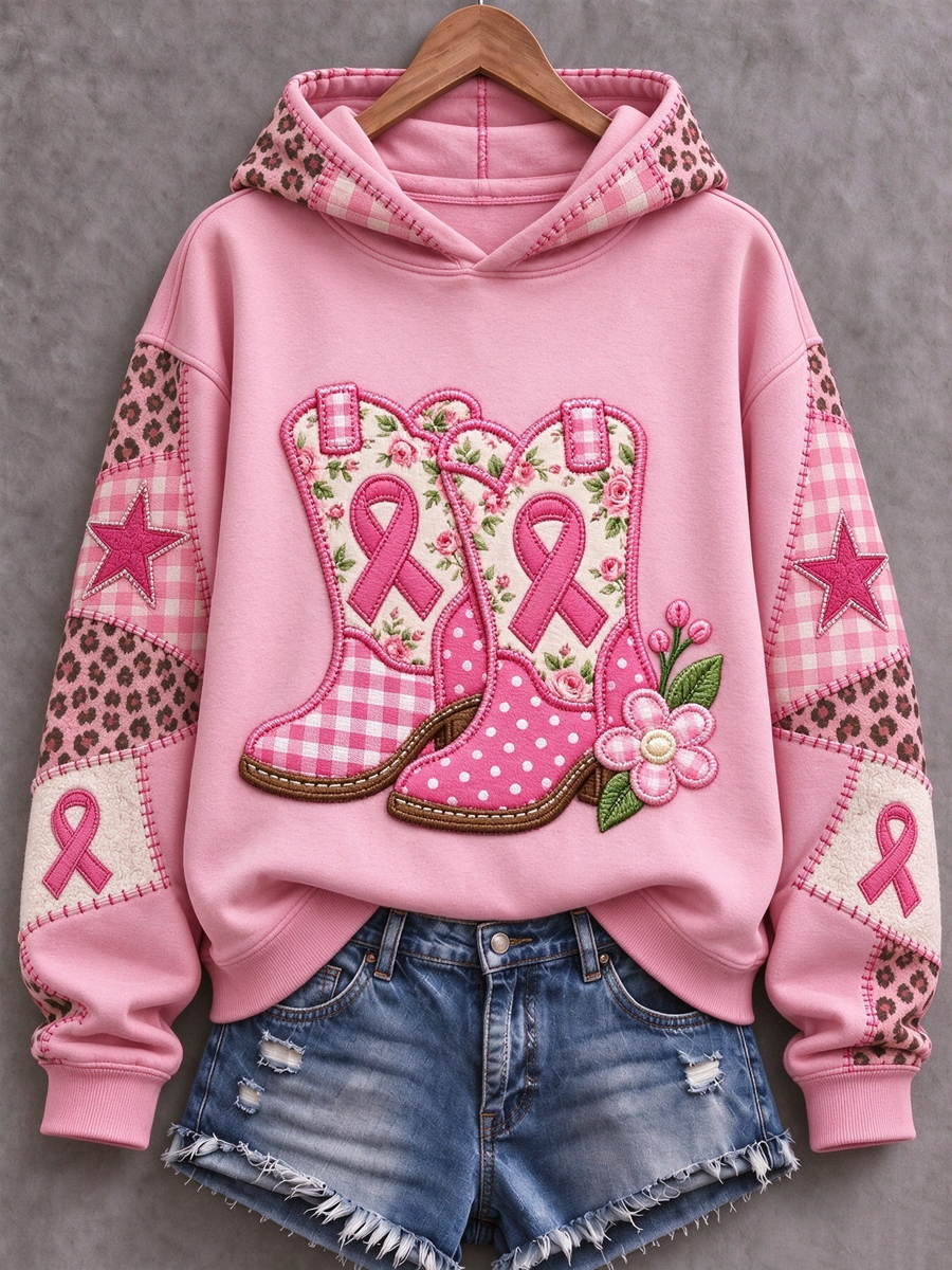 Women's Western-style breast cancer Printed Regular Sweatshirt